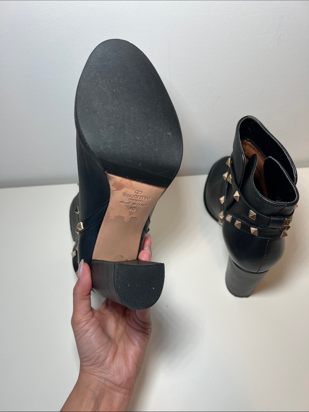 Black Studded High Heel Ankle Boots - Picture 4 of 7